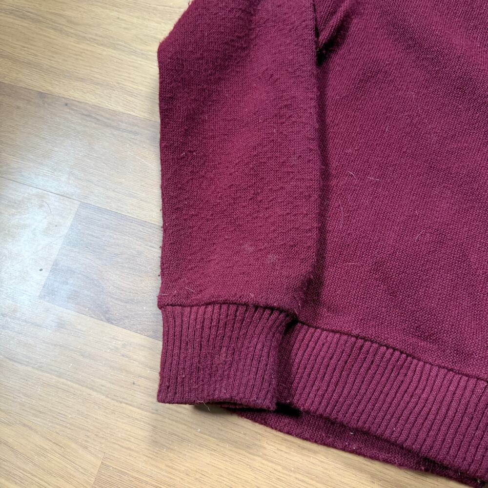 Men's Vintage 1980's Wine Red Maroon Cardigan Knit Golf Light Sweater Sz Medium - Picture 7 of 9